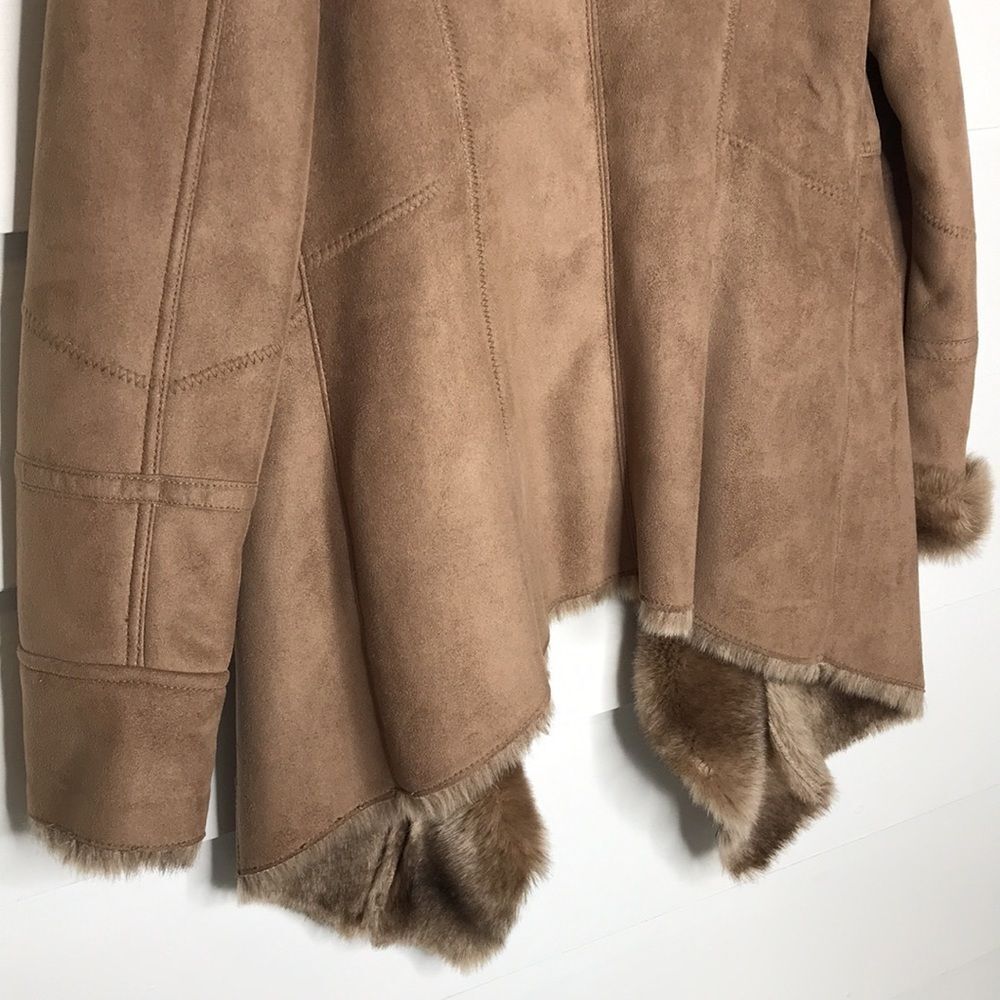 NWOT Laundry by Shelli Segal Faux Suede Faux Fur Waterfall Jacket Size Medium - Picture 11 of 15